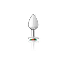 Load image into Gallery viewer, Viben Toys  Cheeky Charms Butt Plug  Body Safe Aluminum Alloy, Lightweight Anal Plug  Silver Round Rainbow Acrylic Gemstone - Medium
