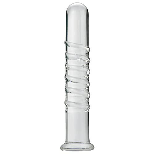 Crystal Anal Plug Masturbation Sex Toy, Transparent Thread Design Butt Plug SM Pleasure Wand Glass Massage Dildo Penis Trainer Toys with Unique Bottom Safety Design for Couples Women and Men (L)