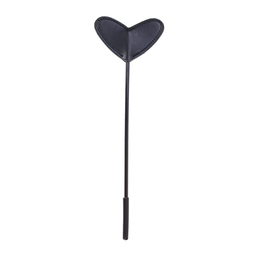 Flirting Leather Paddle Heart Shape Teasing Tickler Whip Paddle Spanking Flirting Paddle Fetish Flogger Cosplay Whip for Couples Lovers Black