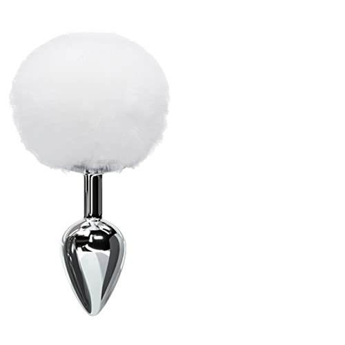 LSCZSLYH Sexy Anal Plug Bunny Tail Stainless Steel Butt Plugs Toys for Woman Men Gay Anus Stimulator Smooth Touch (Color : White)