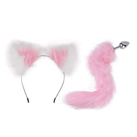 Alvivi Adult Sex Accessories Set,Cat Claw Silicone Tail Ball Butt Plug with Cat Ear Headband for Couple Sex Toys Pink&White One Size