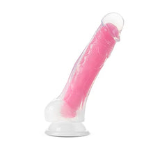 Load image into Gallery viewer, Blush Neo Elite - 7.5&quot; Silicone Dildo with Balls - 1.5&quot; Thick Glow in The Dark Sensa Feel Dual Density - Strap On Compatible Sturdy Suction Cup for Hands Free Play - Body Safe Sex Toy - Neon Pink
