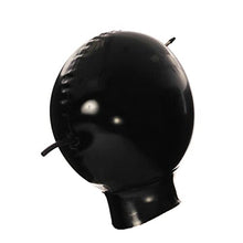 Load image into Gallery viewer, Latex Hood Inflatable Mask with Mouth Tube Full Face Inflation Breathing Zipped Latex Mask (XS, Black)
