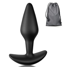 Load image into Gallery viewer, Anal Plug Silicone Butt Plug with Long Taper &amp; Thin Neck &amp; Curved Base for Comfortable Long-Term Wear Prostate Massager Sex Toy for Men Women TJIJP (M) Black
