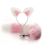 LSCZSLYH Fox Tail Anal Plug Cat Rabbit Ears Headbands Set Feather Anals Plug Anus Stimulate Adult Erotic Accessories (Color : Pink White Set)