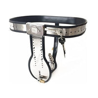 LESOYA Male Stainless Steel Chastity Belt Adjustable T-Type BDSM Bondage Briefs Restraint Device with Cock Cage