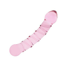 Load image into Gallery viewer, Glass Pleasure Wand, Crystal Double-Ended Dildo Penis with Raised Swirl Texture Mushroom Tip, Anal Butt Plug for G-spot Stimulation
