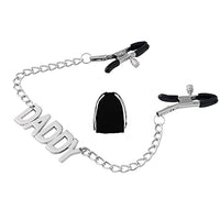 MONEYN Adjustable Nipple Clamps with Letter Chain, Massage Breasts Clips Nipple Clips, Nipple Clamps Non Piercing for Ladies Own Use and Flirting with Couples (Daddy)