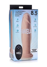 Load image into Gallery viewer, 7X Inflatable and Vibrating Remote Control Silicone Dildo - 8.5 Inch Beige
