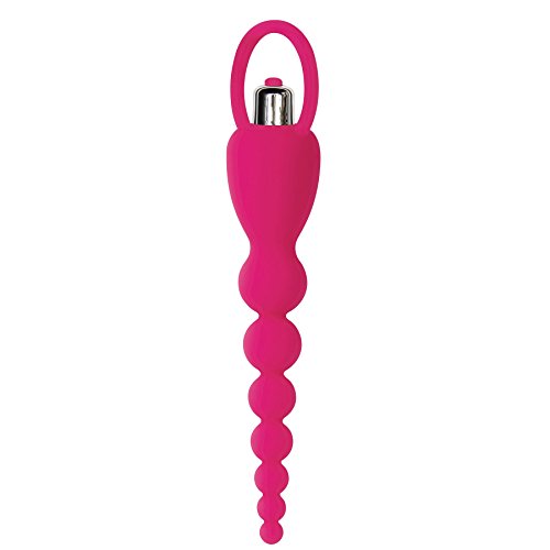 Adam & Eve Booty Bliss Vibrating Anal Beads, Pink | Waterproof Silicone Butt Plug with Removable Bullet Vibrator | 7.75 Total Length, 6 Insertable