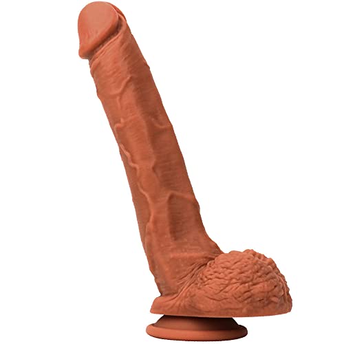 Double Layered Silicone Realistic Dildo Lifelike with Strong Suction Cup for Hands-Free Play, Realistic Penis for G-Spot Stimulation Anal Sex Toys Unisex and Couples (C17WBHSDF)