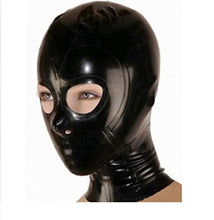 Load image into Gallery viewer, Sexy Latex Head Cover Black Latex HeadMask All Inclusive Latex Hood,show Eyes, Zipper Open for Party Club Wear Role Play
