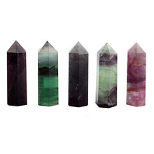 Load image into Gallery viewer, YWG Stone 75 * 20mm Fluorite Crystal Point Scepter Large 3 Inch Wand Carved Healing Reiki 6 Sided Prism Style
