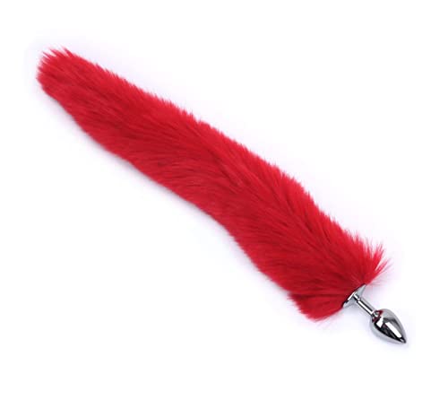 XIAOKUGUA Fox Tail Anal Plug Adult Separable Metal Butt Tail Anal Sex Toys for Woman Couples Prostate Massager Butt Dilator (Color : Red)