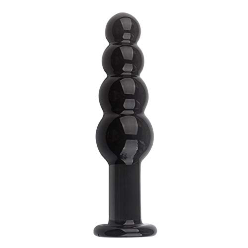 Epichao Black Graduated Anal Bead Plug Crystal Butt Bead Plug Glass Anal Trainer Toy