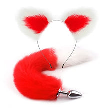 Load image into Gallery viewer, LSCZSLYH Fox Tail Anal Plug Cat Rabbit Ears Headbands Set Feather Anals Plug Anus Stimulate Adult Erotic Accessories (Color : Pink White Set)
