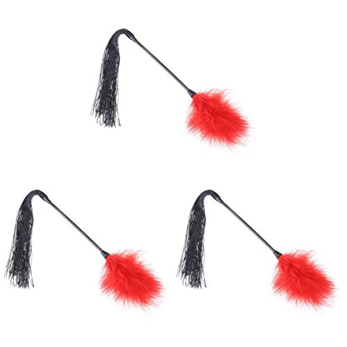 3pcs Red Toys Paddles Cosplay Tease Silicone Flogger Leather for Feather Flirting Lovers Couples Removable Whip Pets Beat Tickler Party Night Fetish Paddle Date Spanking