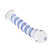 Load image into Gallery viewer, Crystal Glass Pleasure Wand Dildo Penis with Blue Raised Spiral Texture Mushroom Tip Anal Butt Plug Sex Factory
