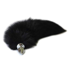 Load image into Gallery viewer, Fosrion Multi-Function Real Fox Tail Fur Anal Plug Sexy Adult Toy Fashion Butt Stainless Steel Cosplay Toy (Small Plug, Black)
