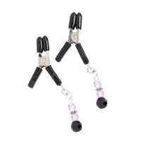 Spartacus Beaded Nipple Clamps with Jumper Cable Tip, Purple