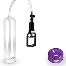 Load image into Gallery viewer, LeLuv Vacuum Pump Easyop Clear 2 Inch Diameter x 9 Inch Length Cylinder Tgrip Handle Clear Kink-Resistant Hose with 1&quot; I.D. Purple TPR Seal
