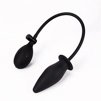 Soft Silicone Inflatable Anal Dildo Butt Plug Dilator Sex Toy for Women Men Gay Black Pump Vagina Extender (Color : Black)