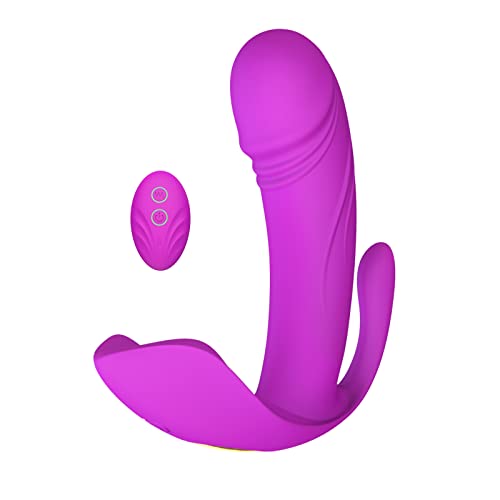 Wearable Vibrator Sex Stimulator for Women, Clitoral G Spot Anal Vibrator Butterfly Vibrating with Remote Control, Waterproof Womens Pleasure Sexual Adult Sex Toys Purple