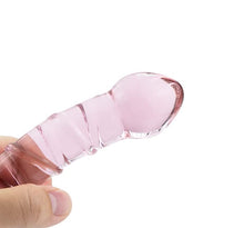 Load image into Gallery viewer, Glass Pleasure Wand, Crystal Double-Ended Dildo Penis with Raised Swirl Texture Mushroom Tip, Anal Butt Plug for G-spot Stimulation
