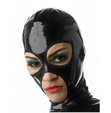 Load image into Gallery viewer, Gitdot Sexy Latex Head Cover Black Latex HeadMask All Inclusive Latex Hood, Zipper Open for Party Club Wear Role Play Medium
