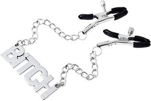 Load image into Gallery viewer, MONEYN Adjustable Nipple Clips, Clips Clamps with Metal Chain, Letter Chain Non-Piercing for Woman Pleasure Couple Flirting Toy (Bitch), 7.2 x 2.4cm(L W)/2.83 0.94 Inch, (GF)
