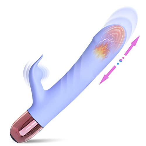 Eupher Pulsating Rabbit Vibrator for Women, Magnetic Rechargeable G Spot Clitoral Dildo Vibrator with 107? Heating & 9 Thrust Pulsating & 9 Vibrating & 3 Hitting Vaginal Anal Stimulator Adult Sex Toy