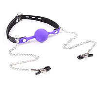 MONEYN Adjustable Nipple Clamps with Choker, Non Piercing Nipple Clamps with Chain, Nipple Clips Clamps Body Harness Nipple Toys for Couple Flirting (Dark Purple)