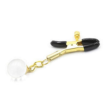 Load image into Gallery viewer, LuGuoQTing Adjustable Nipple Clamps, Golden Non Piercing Nipple Clips with Soft Rubber Cap &amp; Nipple Clip Inlaid with Transparent Glass Beads
