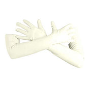 Premium Latex Elbow Gloves (Mid Length) Fetish - White (Large - Washed & Shined)