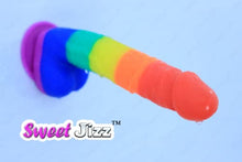 Load image into Gallery viewer, Sweet Jizz - 8.5&quot; Rainbow Silicone Dildo with Strong Suction Cup
