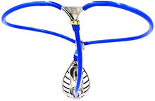 Load image into Gallery viewer, MMWMJWMB Male Stainless Steel with Cage Invisible Chastity Belt Device Underwear Fetish Panties Adjustable Chastity Device with Anal Plug Bondage Fetish Adults Sex Toy-waist/80cm~90cm,Blue
