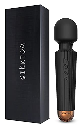 SIKXTOA Mini Vibrator, 8 Speeds 20 Patterns, G Spot Cordless Wand Massager, Clitoral Stimulator, Dildo, Sex Toys, Rechargeable Handheld Powerful Silent Waterproof Female Adult Toys (Small Black)