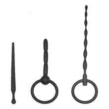 Load image into Gallery viewer, Three Black Flexible and Reliable Silicone Male Urethral Plug Kit for Men
