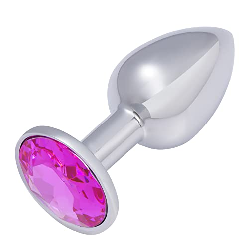 Hmxpls Small Anal Plug, Anal Toy Plug Beginner, Personal Sex Massager, Stainless Steel Butt Plug for Women Men Couples Lover, Fushcia