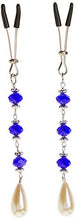 Load image into Gallery viewer, Bijoux De Nip Nipple Clamp Tweezer Chrome Blue Beads Pearl Drop
