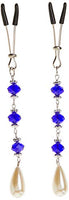 Bijoux De Nip Nipple Clamp Tweezer Chrome Blue Beads Pearl Drop