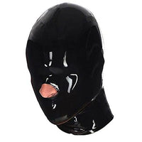 Sexy Latex Head Cover Black leather Latex HeadMask Latex Hood for Party Club Wear Role Play ,Zipper Open