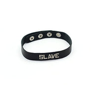 SMspade Genuine Leather Collar with Metal Decorating Word Slave (Bitch)