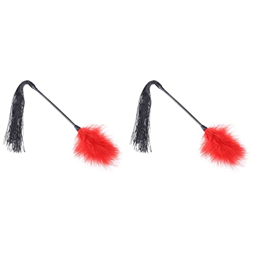 2pcs Night for Cosplay Toy Lovers Flogger Beat Paddle Party Feather Tickler Whip Red Spanking Fetish Paddles Flirting Tease Pets Silicone Leather Removable Couples Date Toys