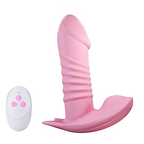 Remote Control Thrusting Dildo Vibrator Sex Toy- Domlust Wearable 3 Thrusting 10 Vibrating Adult Stroker Sex Toys with 2cm Extension Distance, Powerful Super Soft Vagina Clitoris Anus Butt Fun