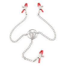 Load image into Gallery viewer, Nipple Clamps, Nipple Clamps for Pleasure Sex, Non Piercing Nipple Rings with Chain, Adjustable Nipple Clips, Nipple Clamps for Sex Pleasure, Suitable for Adult Role Playing Games (Red)
