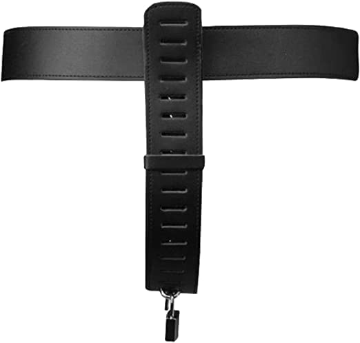 Adjustable Strict Leather Female Chastity Belt Bondage Locking BDSM Plaything (4X-Large, Black)