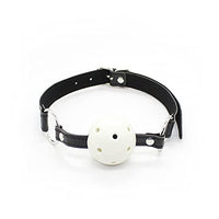 LSCZSLYH BDSM Oral Sex Toys Open Mouth Gag Ball Fetish Bondage Restraints Belts with Mouth Gags Couples Game (Color : White Gag Black Belt)