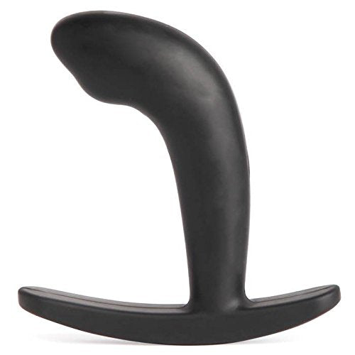 Lovehoney Booty Buddy Butt Plug - 3.5 Inch Silicone Anal Plug - Smooth Curved Prostate Massager with Wide T-Bar Base - Waterproof - Black