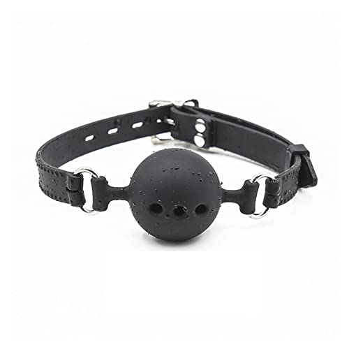 COVETHHQ 3 Sizes Soft Safety Silicone Open Mouth Gag Ball BDSM Bondage Slave Ball Erotic Sex Toys for Woman Couples Adult (Color : Black L)